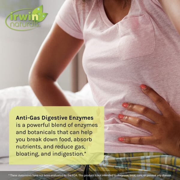 Etiqueta de producto Irwin Naturals Anti-Gas Digestive Enzymes