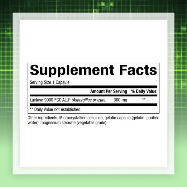 Etiqueta producto Natural Factors Lactasa