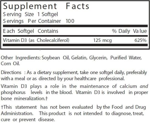 Etiqueta producto Nature's Blend vitamina D3 5000 UI