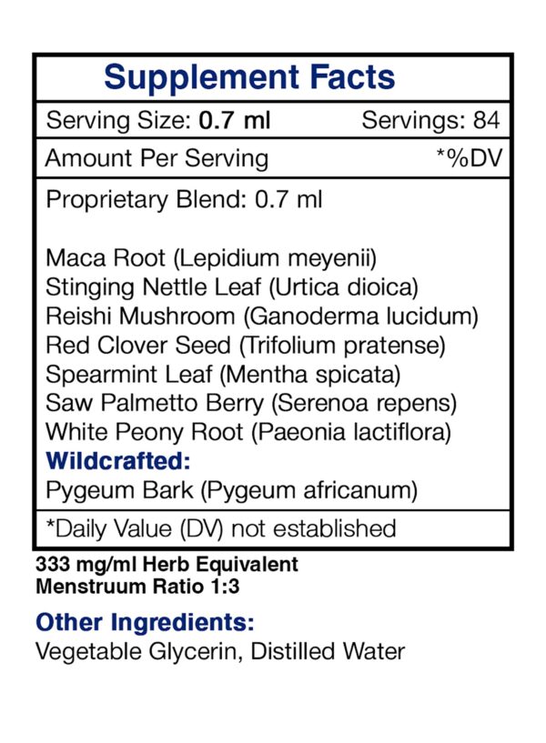 Etiqueta producto Prosta Vigor tinctura herbal prostática