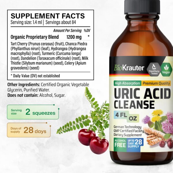 Etiqueta producto tinctura ácido úrico BIO KRAUTER