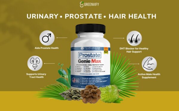 Etiqueta Prostate Genie Max suplemento próstata natural