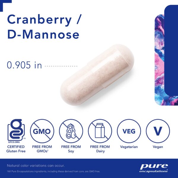 Version 1.0.0 Etiqueta Pure Encapsulations Cranberry D Mannose suplemento urinario