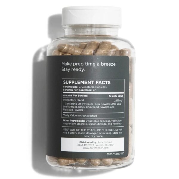 Etiqueta suplemento Pure for Men fibra y vitaminas para hombres