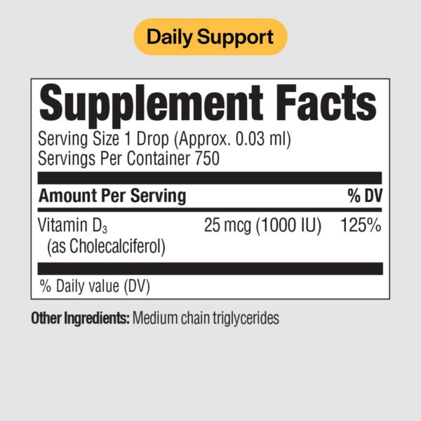 Etiqueta PureFormulas vitamina d3 gotas líquidas