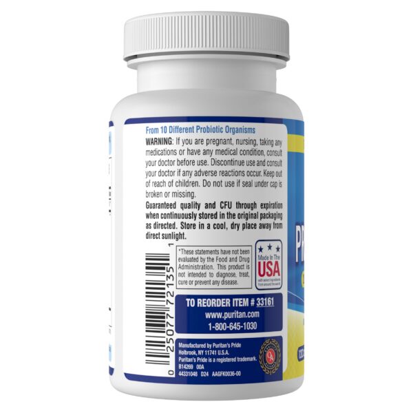 Etiqueta Puritan's Pride Probiótico 10 con vitamina D