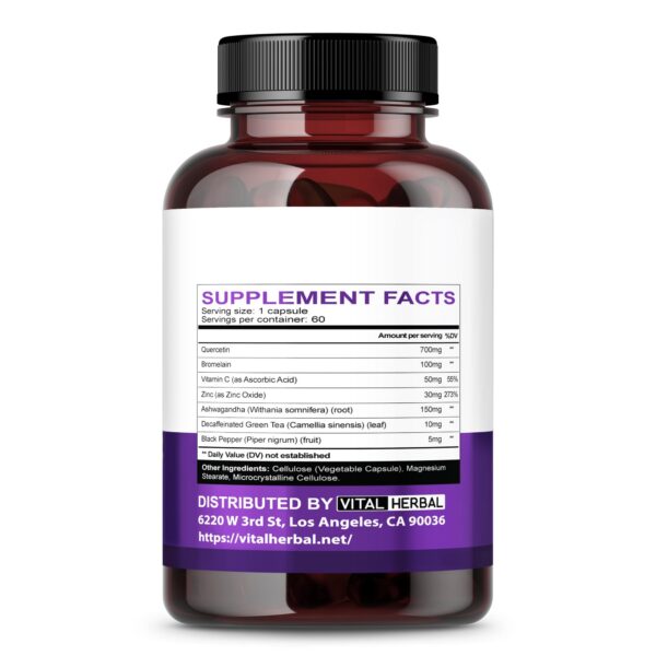 Version 1.0.0 Etiqueta del producto Vital Herbal Quercetina