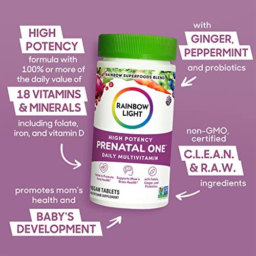 Etiqueta Rainbow Light multivitamínico prenatal alta potencia