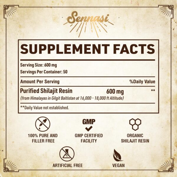 Etiqueta de Shilajit Sennasi
