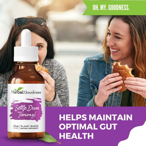 Version 1.0.0 Etiqueta frontal de Settle Down Tommy suplemento digestivo