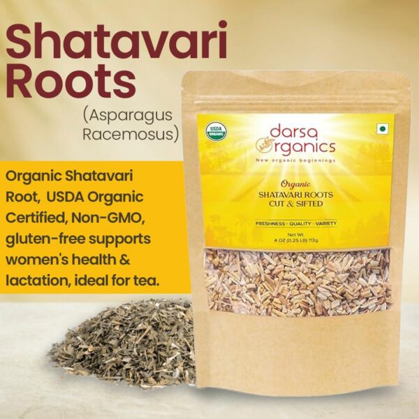 Etiqueta frontal de Shatavari Darsa Organics