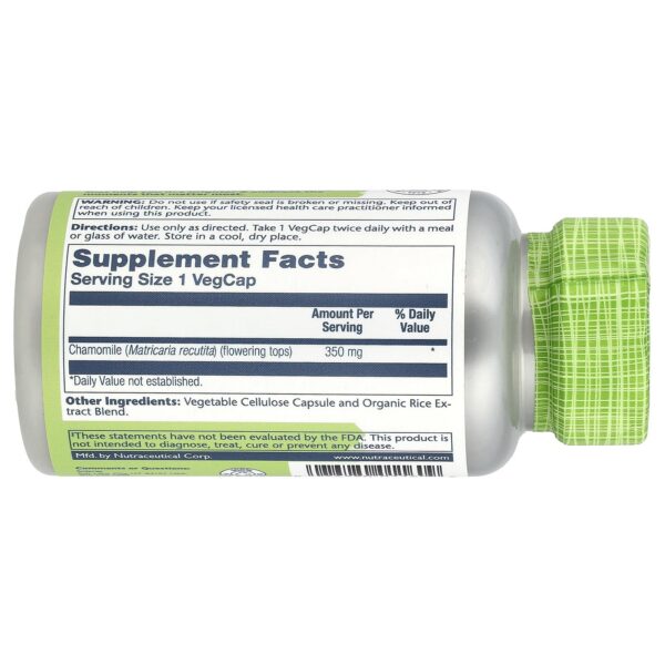 Etiqueta Solaray manzanilla 350 mg 100 cápsulas