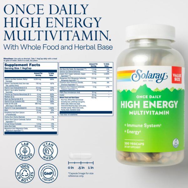 Version 1.0.0 Etiqueta Solaray multivitamínico alta energía para hombres y mujeres
