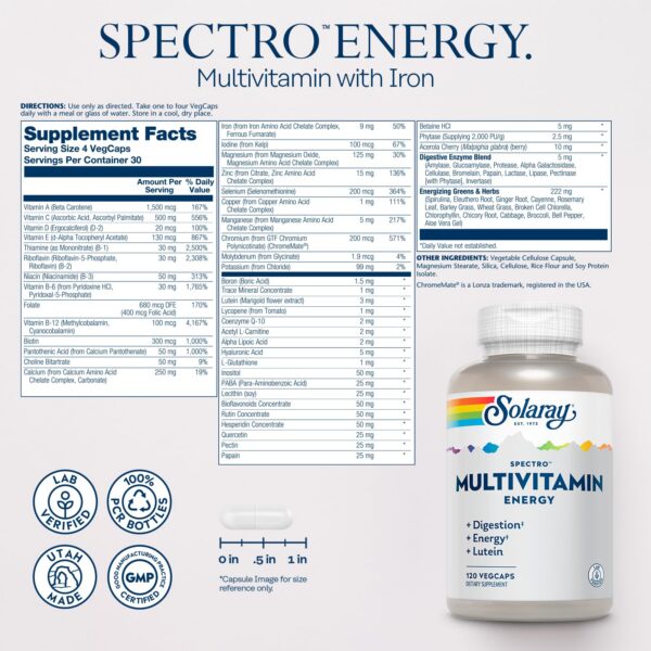 Version 1.0.0 Etiqueta Solaray multivitamínico Spectro Energy