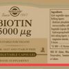 Etiqueta Solgar Biotina 5000 mcg para piel, uñas y cabello