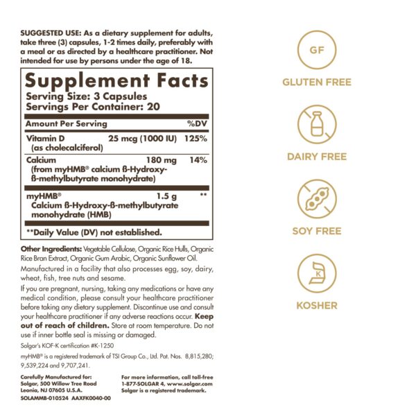 Etiqueta Solgar Muscle Maintenance para salud muscular