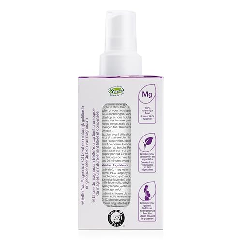 Etiqueta spray magnesio BetterYou lavanda manzanilla