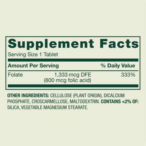 Etiqueta Spring Valley Folato 1333 mcg DFE