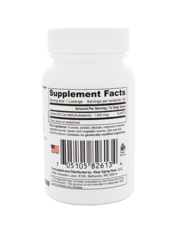 Etiqueta Stop Aging Now MAX-B12 vitamina B12