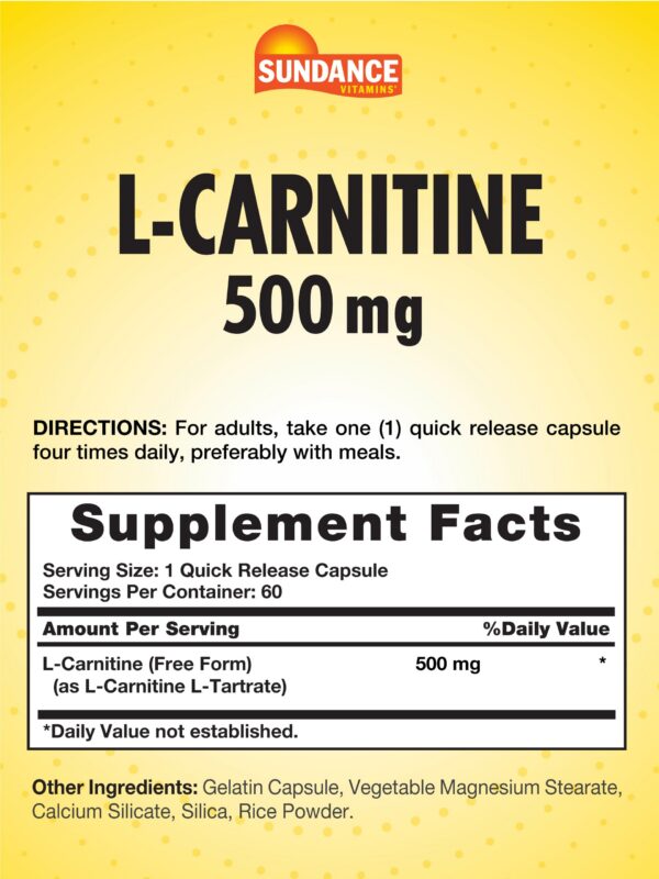 Version 1.0.0 Etiqueta Sundance L-Carnitina suplemento aminoácido libre