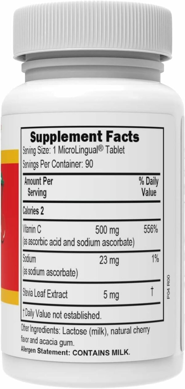 Etiqueta del suplemento vitamina C 500 mg