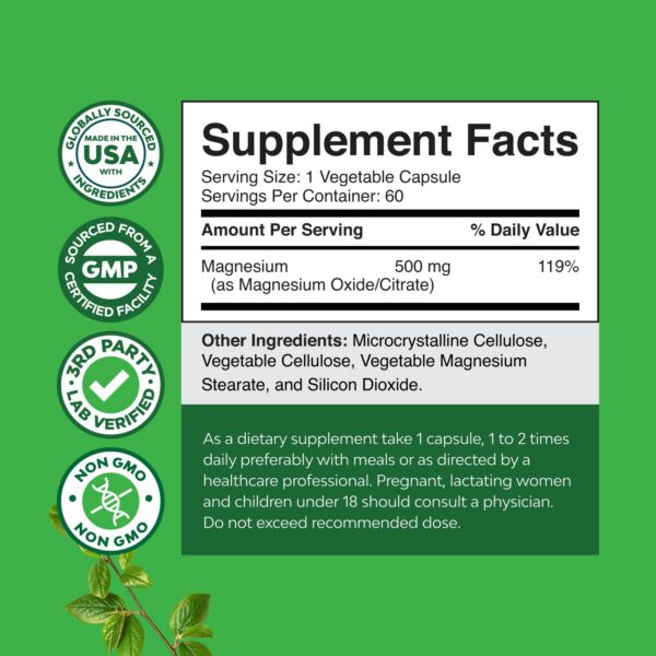 Etiqueta del suplemento magnesio de alta absorción