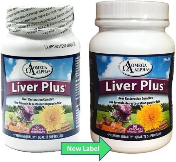 Etiqueta suplemento Omega Alpha Liver Plus apoyo hepático