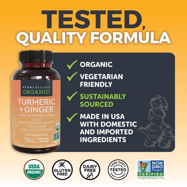 Etiqueta suplementaria jengibre cúrcuma Viva Naturals