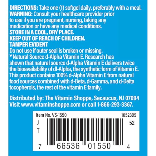 Version 1.0.0 Etiqueta suplementaria Vitamin Shoppe Vitamina E 200 UI