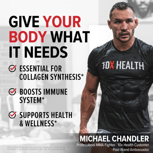 Etiqueta suplemento 10X Health Vitamina C 1000mg alta potencia