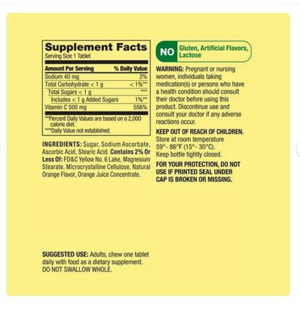 Etiqueta suplemento 4 TOP CARE vitamina c masticable