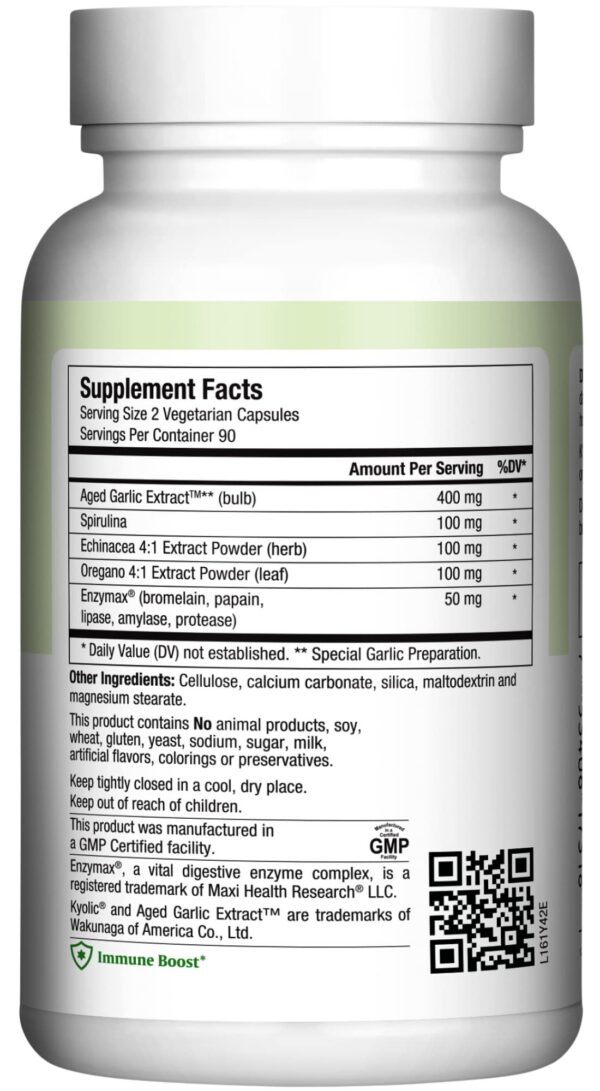 Version 1.0.0 Etiqueta suplemento ajo Kyolic Maxi Health antioxidante