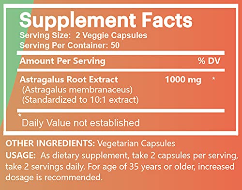 Etiqueta del suplemento Astrágalo Na'trition ingredientes