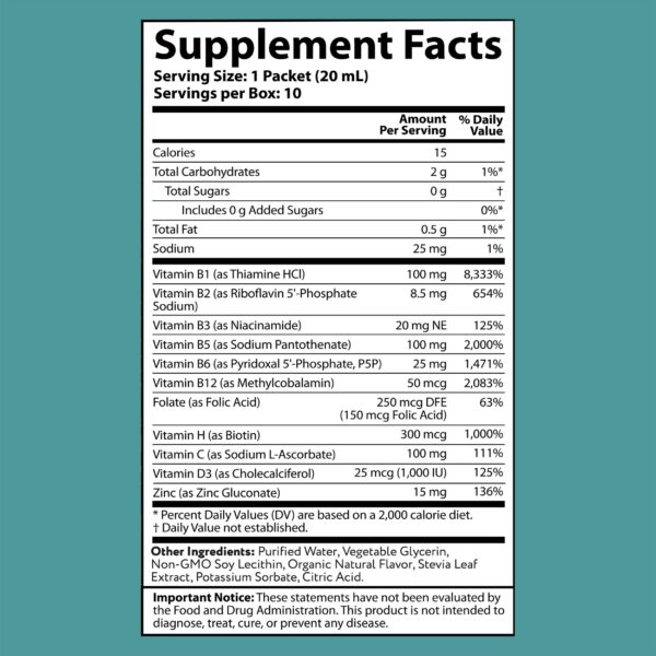 Etiqueta del suplemento Aurora Nutrascience complejo B y vitamina C