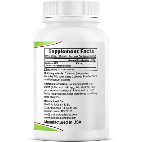 Etiqueta suplemento berberina 450mg 120 cápsulas