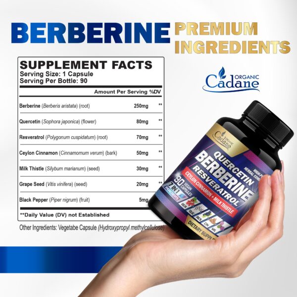 Etiqueta suplemento berberina con quercetina y canela