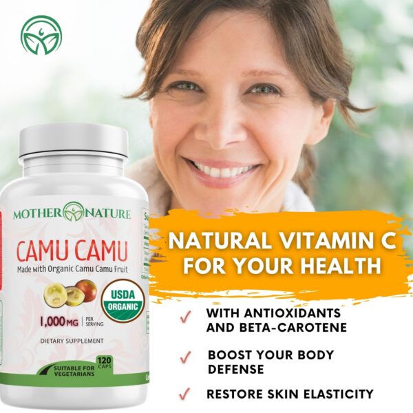 Etiqueta suplemento vitamínico Camu Camu orgánico