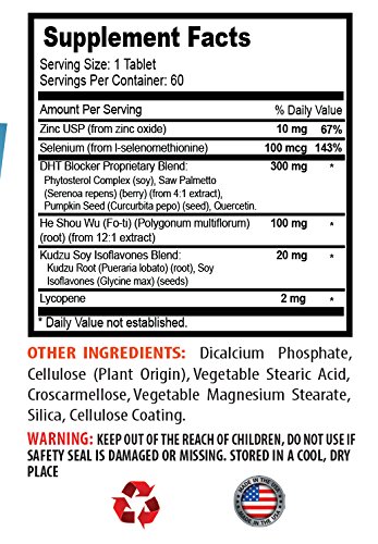 Etiqueta frontal suplmento capilar bloqueador DHT con He Shou Wu