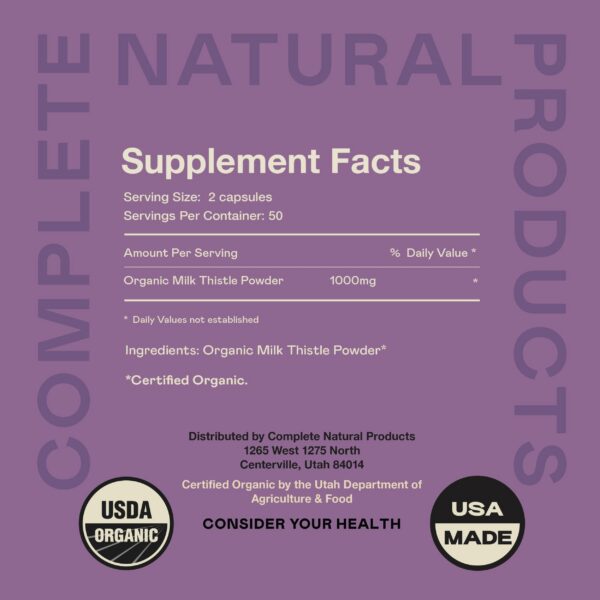 Etiqueta suplemento cardo mariano 500 mg Complete Natural Products