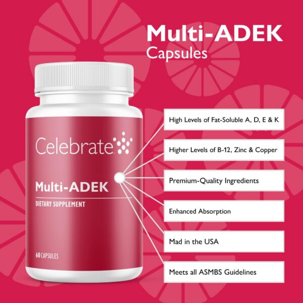 Version 1.0.0 Etiqueta del suplemento Celebrate Vitamins Multi ADEK para bariátricos