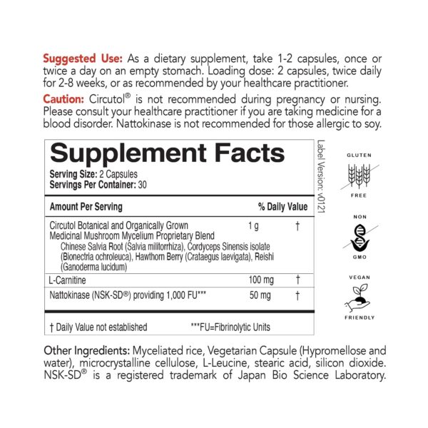 Etiqueta del suplemento Circutol para salud cardíaca