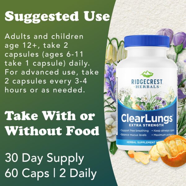 Etiqueta suplemento respiratorio RidgeCrest herbals ClearLungs