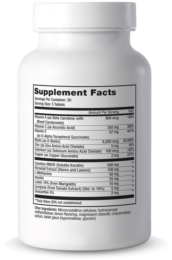 Etiqueta suplemento Cooper Complete biotina y queratina