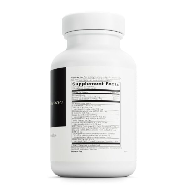 Etiqueta del suplemento DAVINCI Hair Effects con ingredientes activos