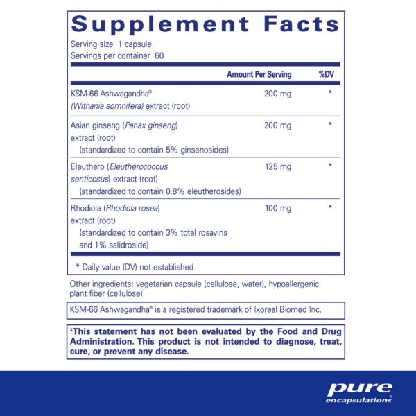 Version 1.0.0 Etiqueta de suplemento Energy Xtra por Pure Encapsulations