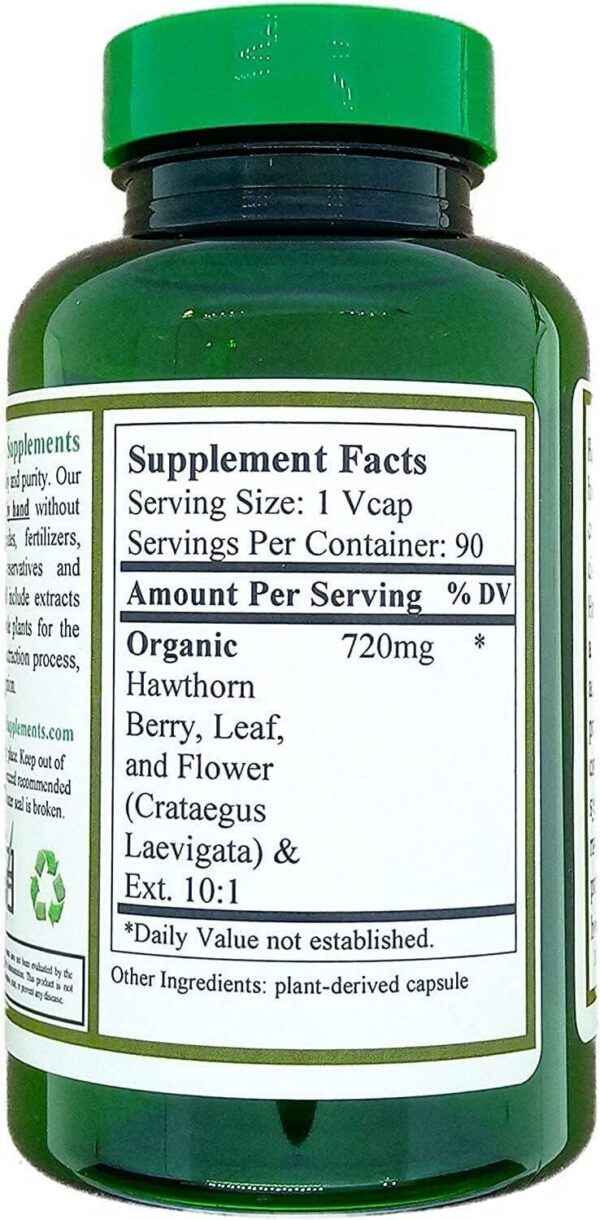 Etiqueta del suplemento de espino blanco 90 cápsulas paquete de 3