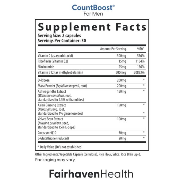 Etiqueta de suplemento fertilidad Fairhaven Health
