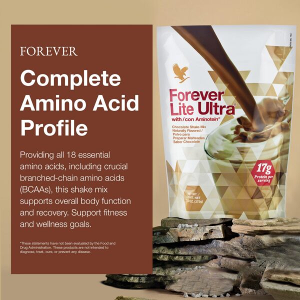 Etiqueta suplemento Forever Living batido proteína chocolate