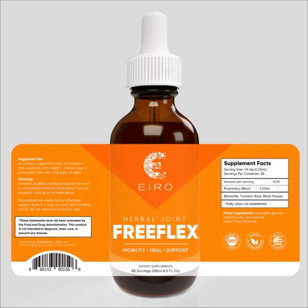 Etiqueta del suplemento FREEFLEX EIRO con curcumina