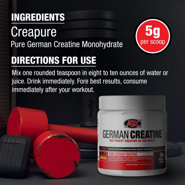 Etiqueta del suplemento German Creatine Creapure 270g